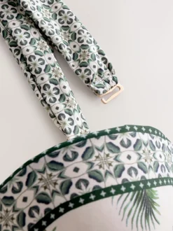 Ecru/Groene Palm - Bandeaubikinitop met beugel