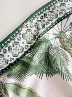 Ecru/Groene Palm - Bikini broekje met print
