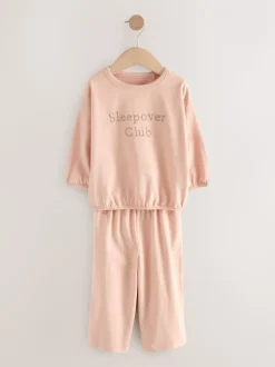 Ecru/Pink Slogan Print - Verpakking van 3 pyjama's met wijde pijpen (9mnd-10jr)