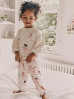 Ecru/roze ballerina - Behaaglijke fleece pyjama (9 mnd-10 jr)