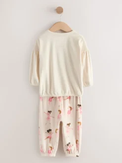 Ecru/roze ballerina - Behaaglijke fleece pyjama (9 mnd-10 jr)