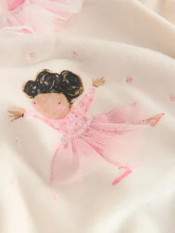 Ecru/roze ballerina - Behaaglijke fleece pyjama (9 mnd-10 jr)