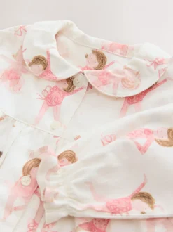 Ecru/roze ballerina - Geweven pyjama met knopen (9 mnd-10 jr)