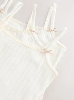 Ecru/roze streep - Set van 3 camihemdjes met textuur en bandjes (1,5-16jr)