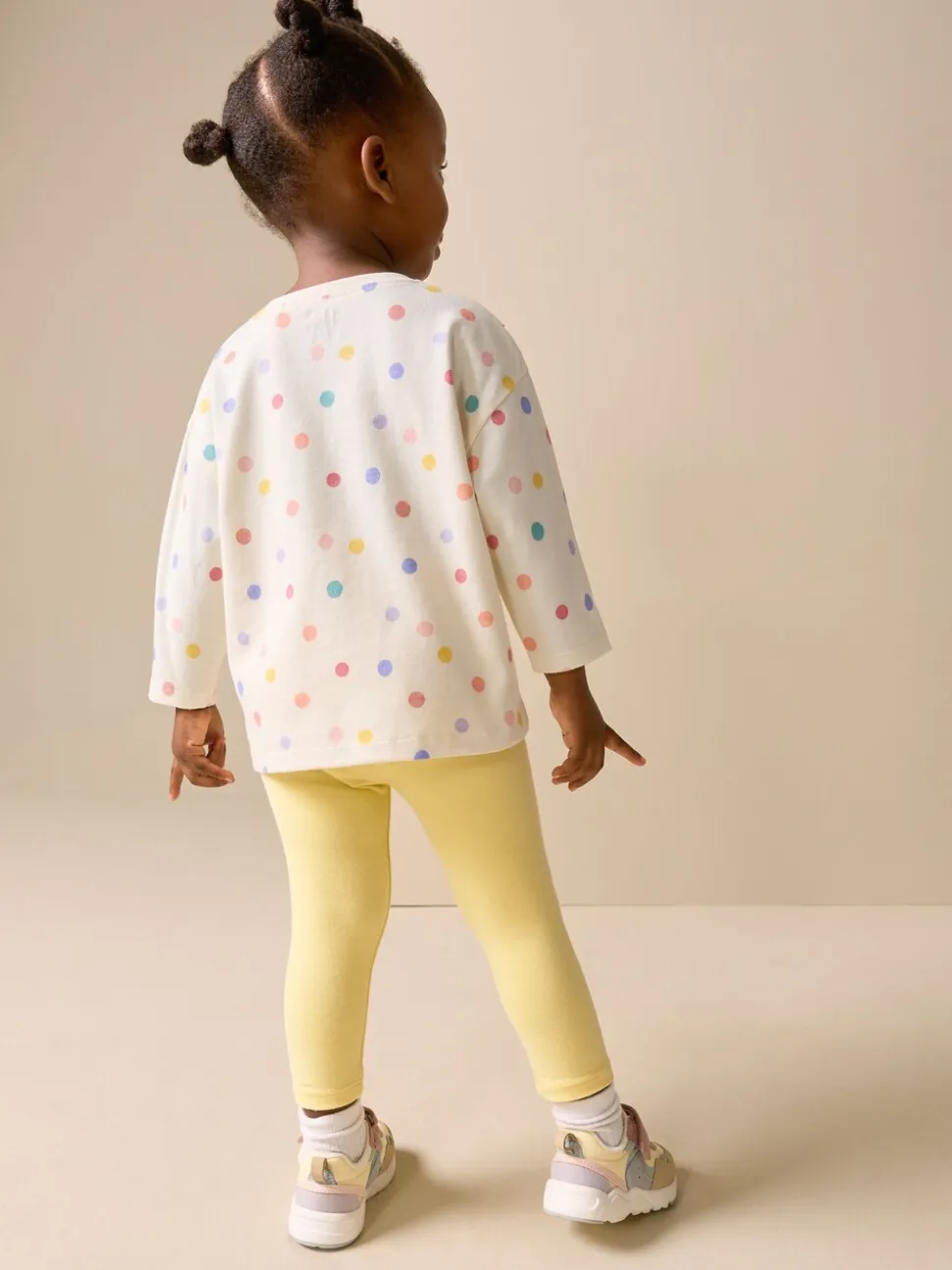 Ecru-wit met regenboog - Long Sleeve Bag Top (3mths-7yrs)