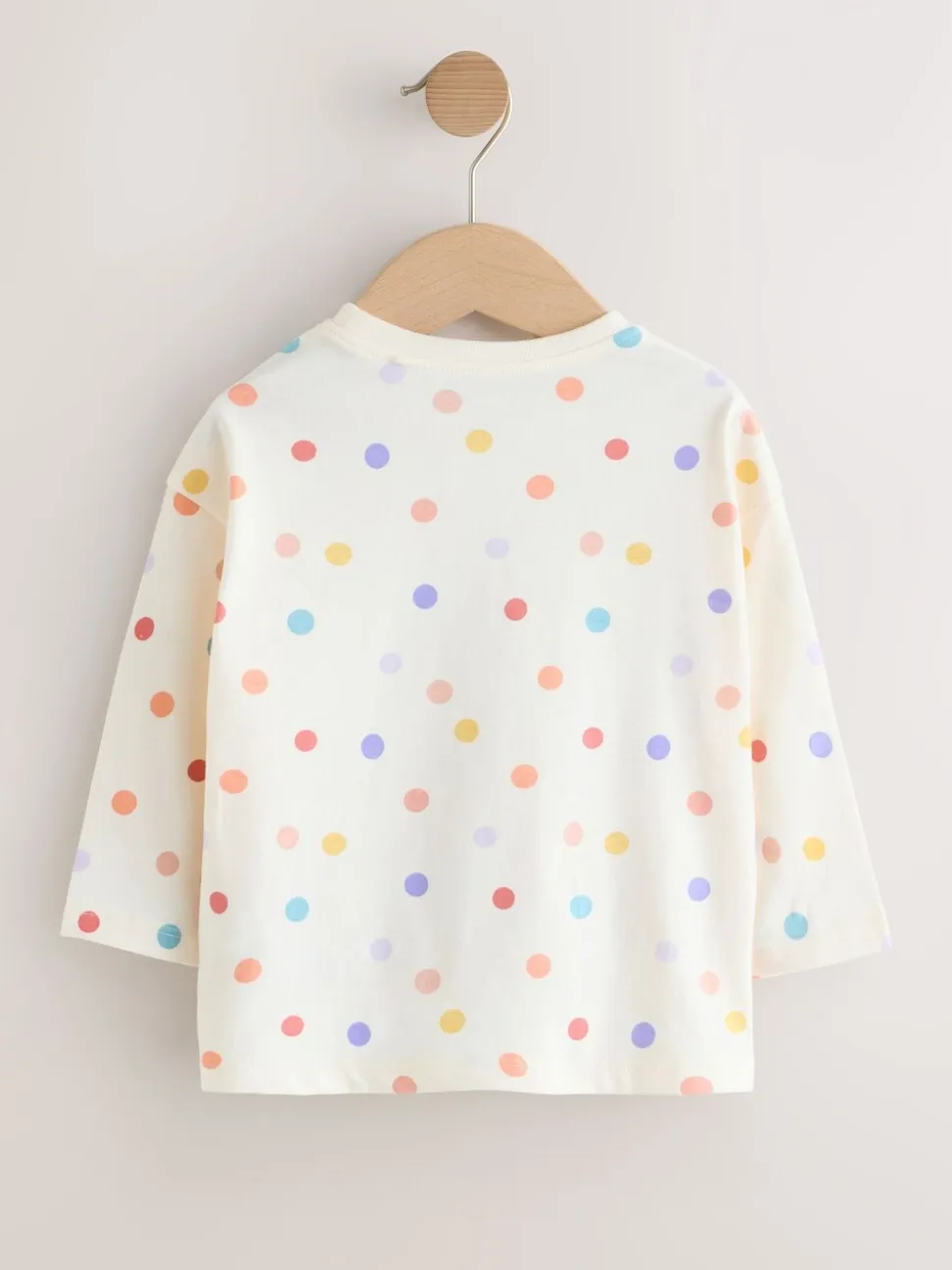 Ecru-wit met regenboog - Long Sleeve Bag Top (3mths-7yrs)