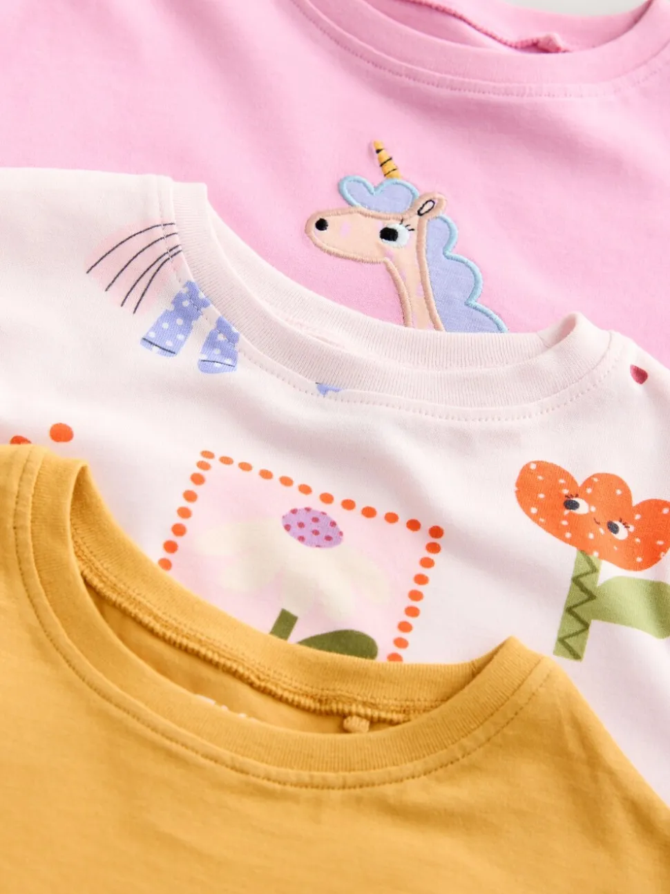 Eenhoornprint - Character tops met lange mouwen verpakking van 3 (3mnd -7jr)