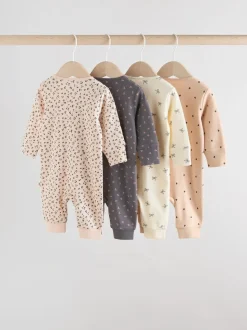 Eenkleurig luipaard en kers - Verpakking van 4 Baby pyjama's met tweewegrits en Print (0mnd -3jr)