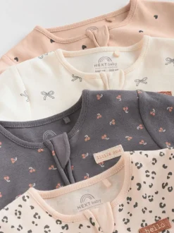 Eenkleurig luipaard en kers - Verpakking van 4 Baby pyjama's met tweewegrits en Print (0mnd -3jr)