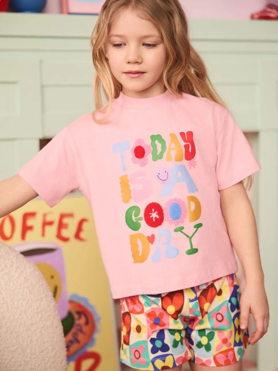 Eleanor Bowmer roze Today Is A Good Day 100% katoenen jersey set