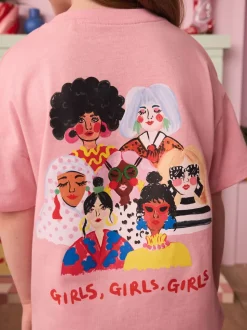 Eleanor Bowmer roze 'Who Rules the World' 100% katoenen T-shirt voor kinderen