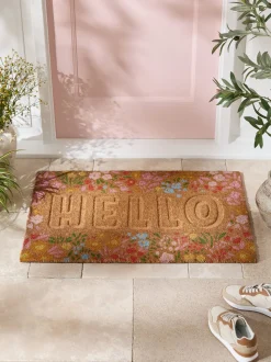 Embossed Floral Coir Doormat