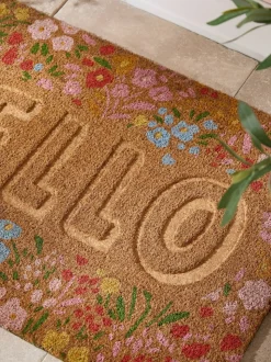Embossed Floral Coir Doormat