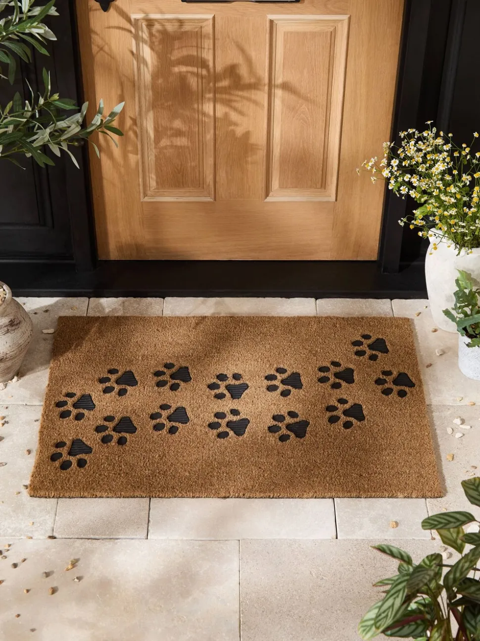Embossed Paw Print Coir Doormat