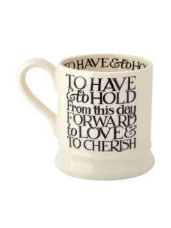 Emma Bridgewater Set of 2 Black Toast Mr & Mr 1/2 Pint Mugs Boxed
