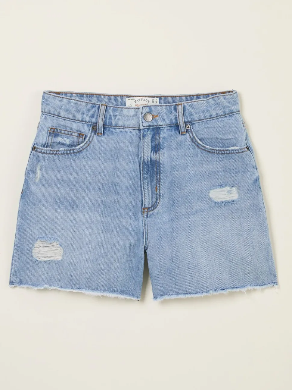 FatFace - Denim short met gerafelde rand