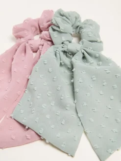 FatFace 2 Pack Dobby Tie Scrunchies