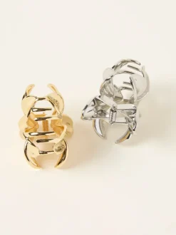 FatFace 2 Pack Metal Flower Claw Clips