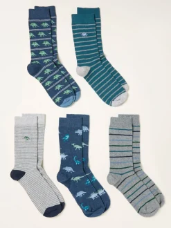 FatFace 5 Pairs of Dinosaur Socks