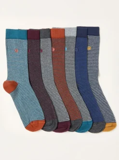 FatFace 7 Pairs of Fine Stripe Socks