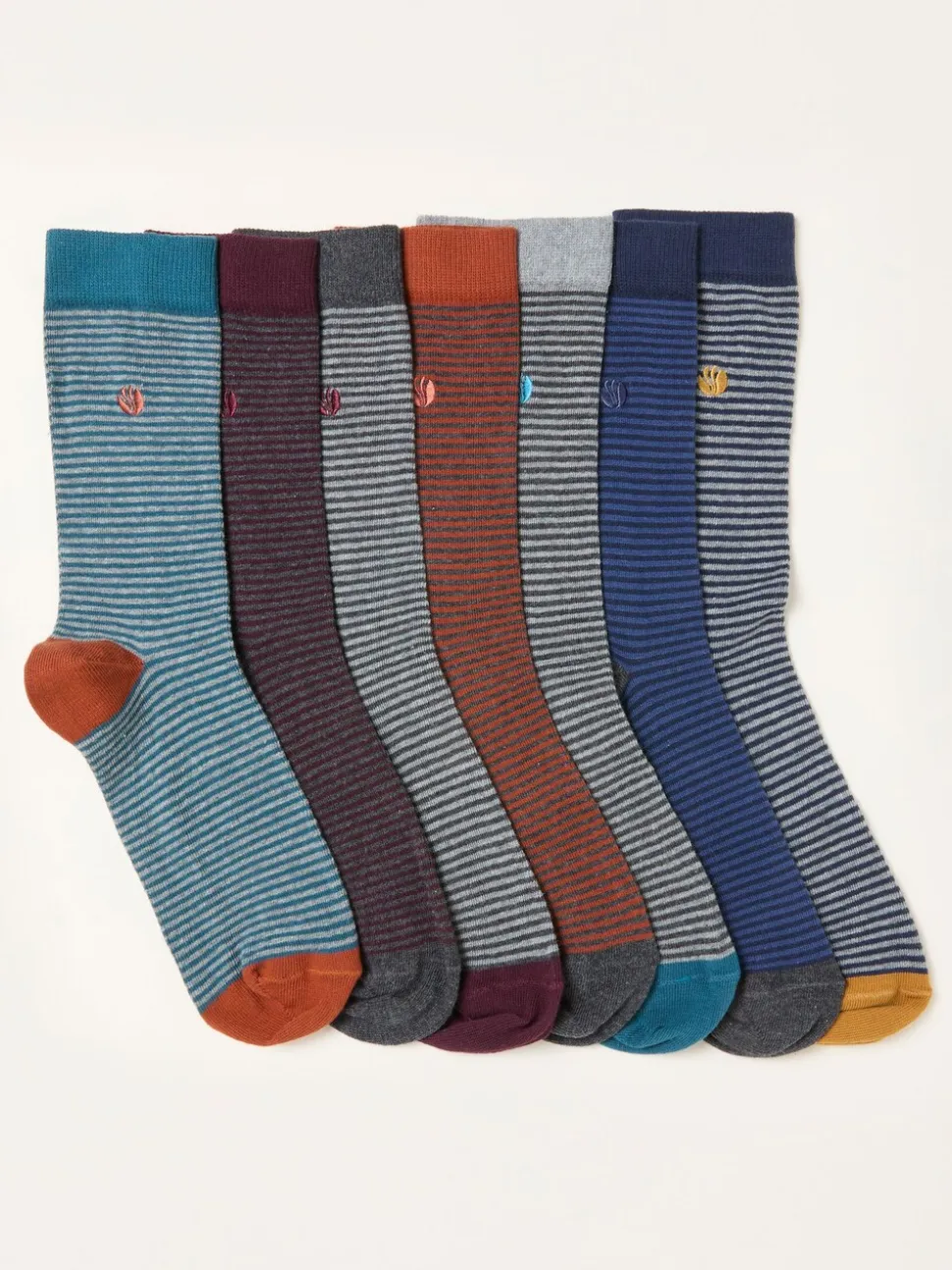 FatFace 7 Pairs of Fine Stripe Socks