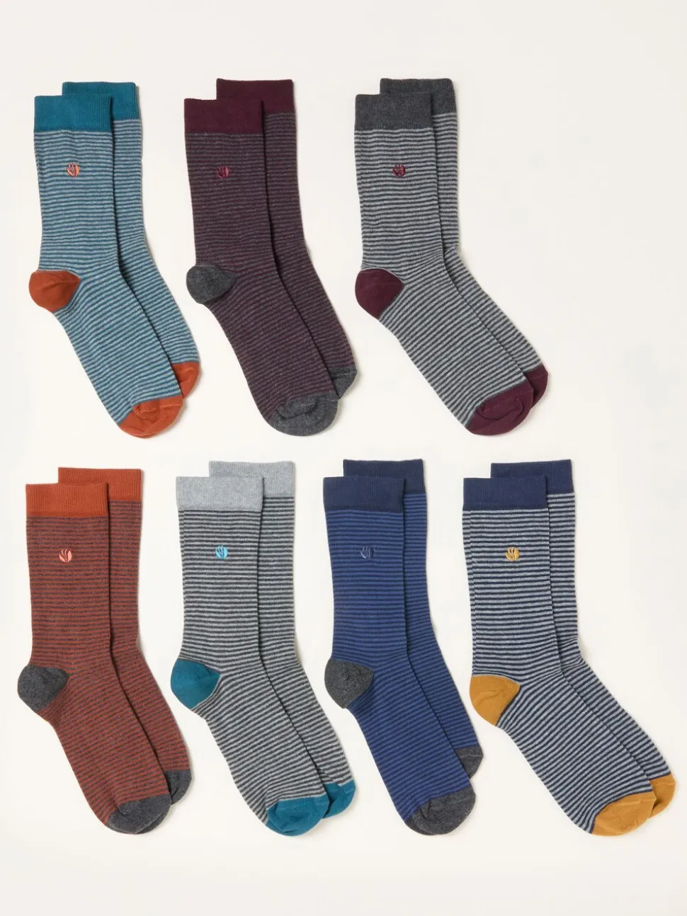 FatFace 7 Pairs of Fine Stripe Socks