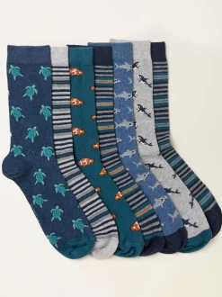 FatFace 7 Pairs of Sealife Socks