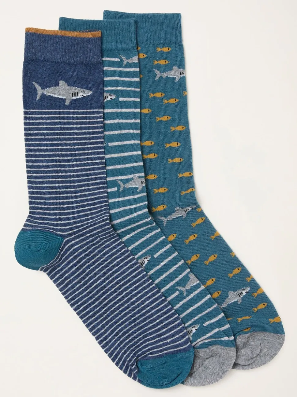 FatFace 3 Pairs of Shark Socks