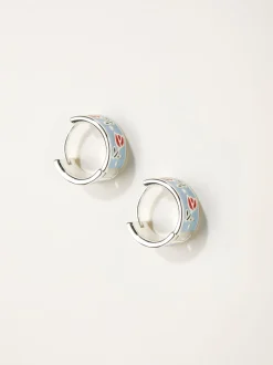 FatFace Enamel Floral Hoop Earrings