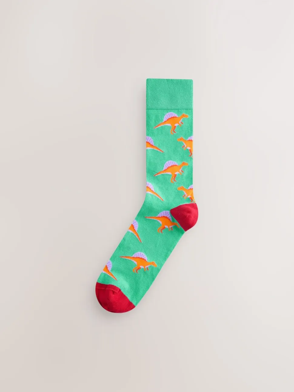 Fel rood/blauw/oranje dinosaurus - Set van 8 sokken met patroon