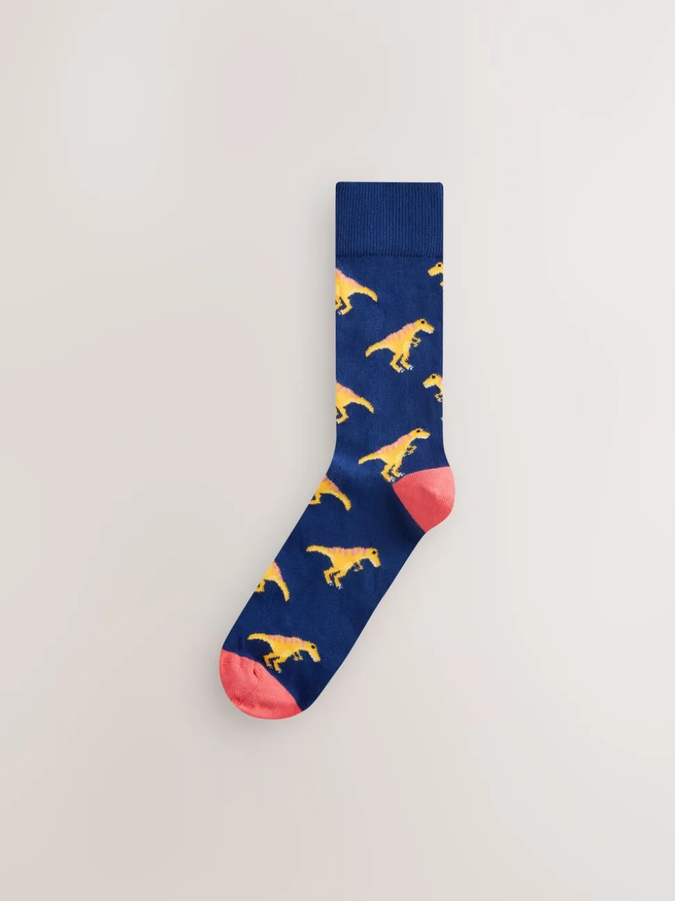 Fel rood/blauw/oranje dinosaurus - Set van 8 sokken met patroon
