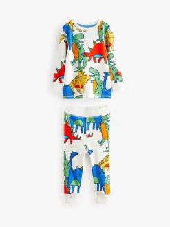 Felkleurig met dinosaurusprint - Verpakking van 3 knusse pyjama's (9 mnd-10 jr)