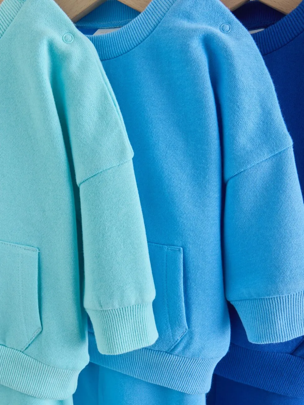 Felle blauwtinten - Baby Sweatshirt en Joggingbroeken Set 6 stuks (0mnd-3jaar)