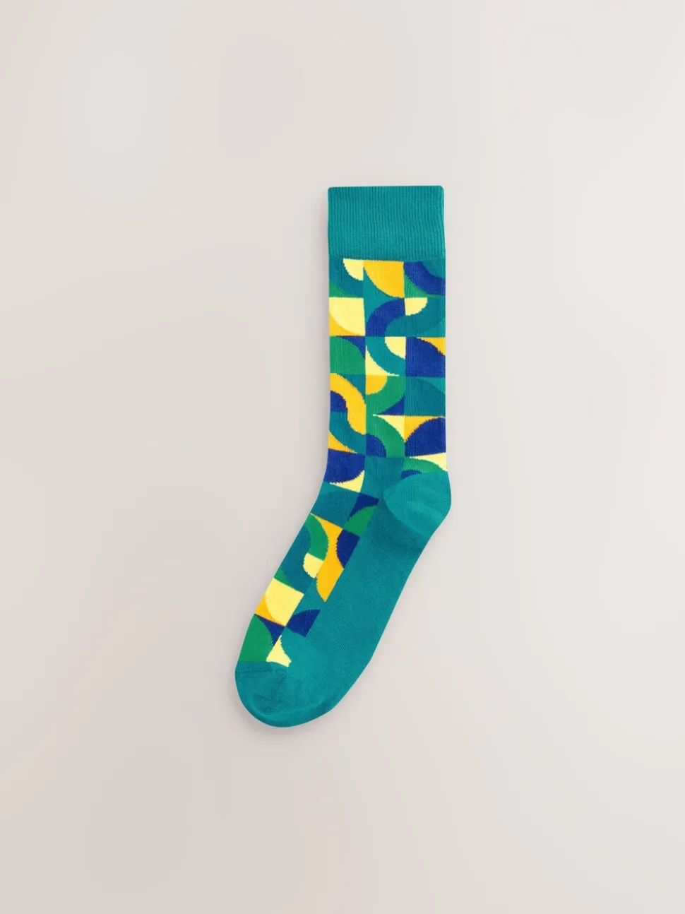 Felrood/Groen geometrisch - Set van 8 sokken met patroon