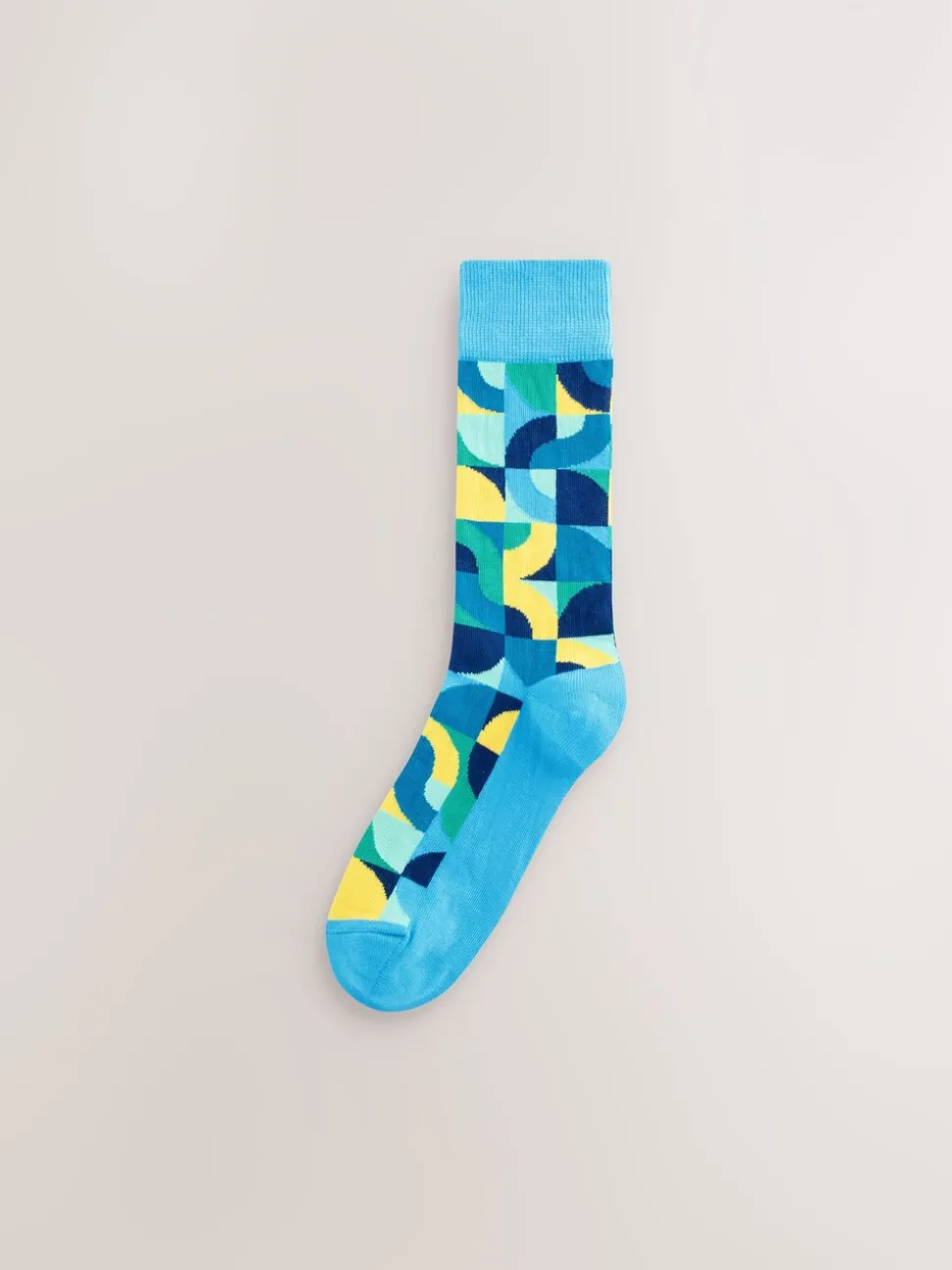 Felrood/Groen geometrisch - Set van 8 sokken met patroon