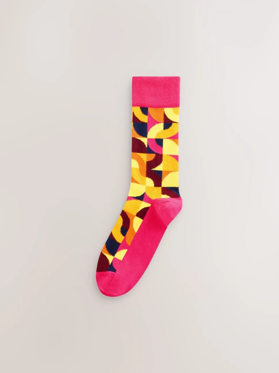 Felrood/Groen geometrisch - Set van 8 sokken met patroon