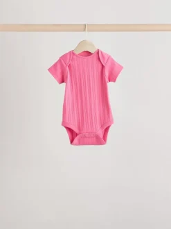 Felroze - 5 Babyrompertjes met korte mouwen