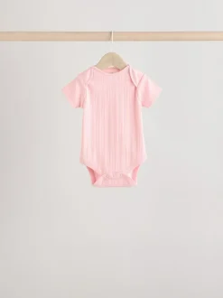 Felroze - 5 Babyrompertjes met korte mouwen