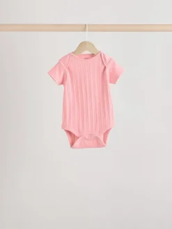 Felroze - 5 Babyrompertjes met korte mouwen