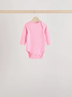 Felroze - Set van 5 babyrompertjes met lange mouwen