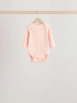Felroze - Set van 5 babyrompertjes met lange mouwen