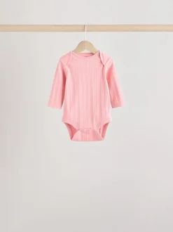Felroze - Set van 5 babyrompertjes met lange mouwen