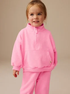 Felroze - Sweatshirt met kwartrits (3mnd -7jr)