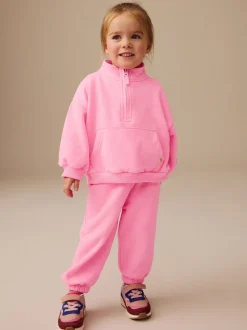 Felroze - Sweatshirt met kwartrits (3mnd -7jr)
