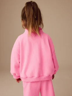 Felroze - Sweatshirt met kwartrits (3mnd -7jr)