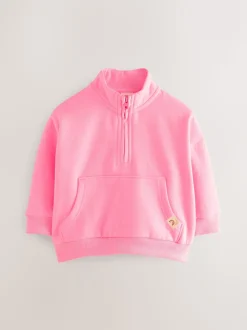 Felroze - Sweatshirt met kwartrits (3mnd -7jr)