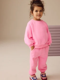 Felroze - Sweatshirt met ronde hals (3 mnd-7 jr)