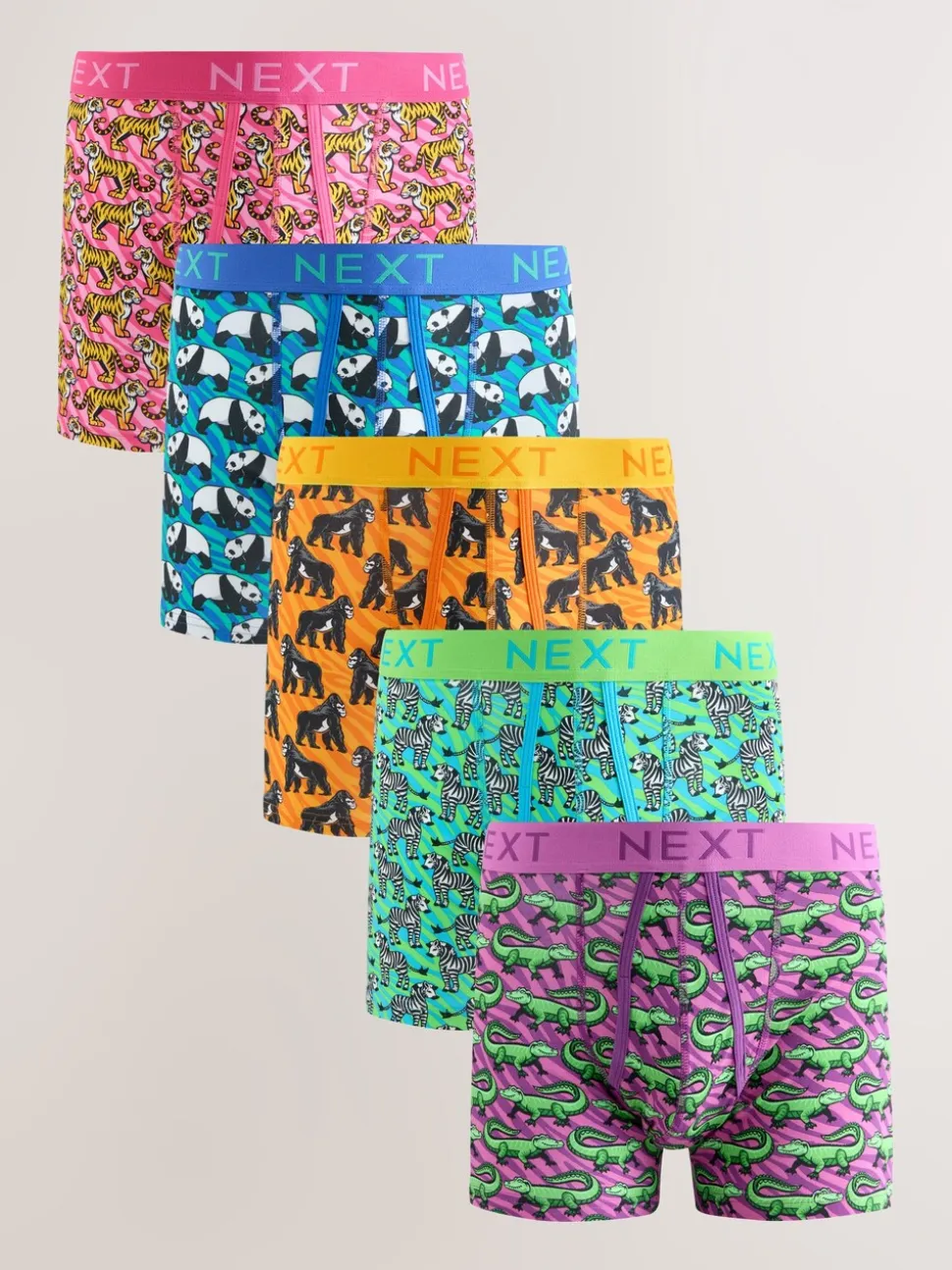 Felroze/Blauw Dierenprint - Boxershorts met A-voorkant
