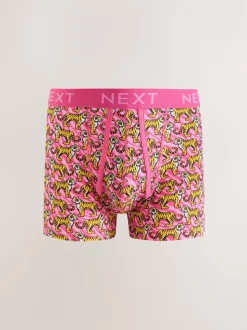 Felroze/Blauw Dierenprint - Boxershorts met A-voorkant