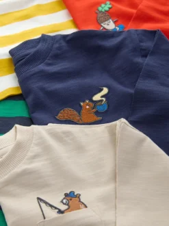 Fleurig met dierenprint - Set van 5 T-shirts met lange mouwen (3 mnd-7 jr)